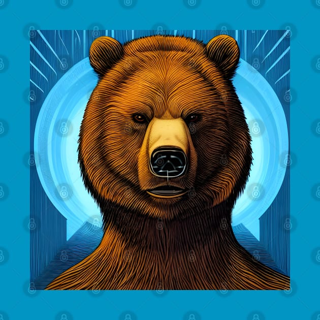 Modern Comic Book Art Stern Brown Bear Face by Chance Two Designs