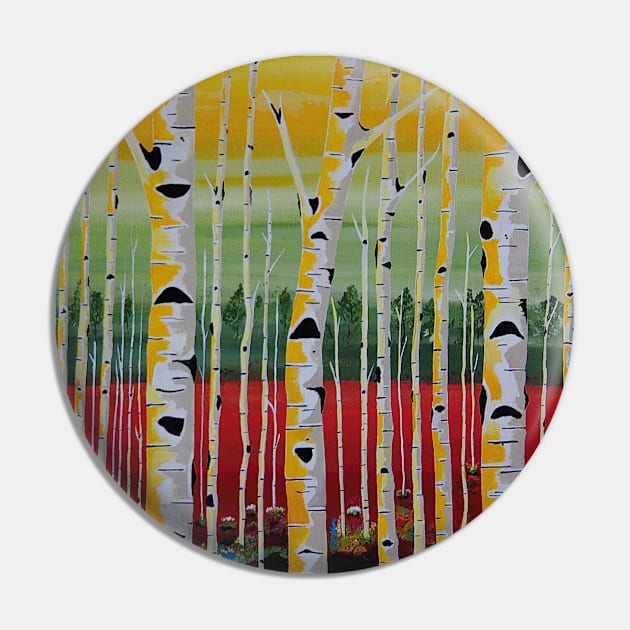 BIRCH Trees Landscape Painting Pin by SartorisArt1