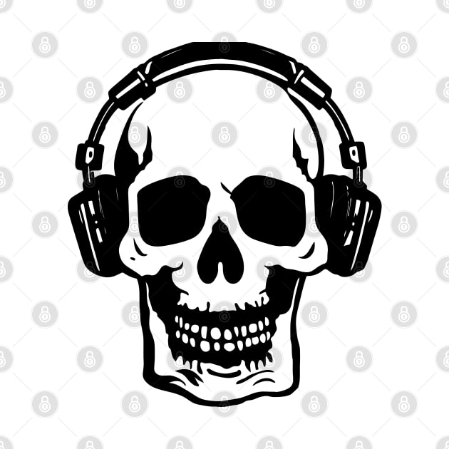 Skull with headphones by RosaliArt