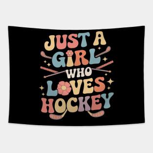 Just A Girl Who Loves Hockey Groovy Hockey Girl Tapestry