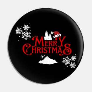 Merry Christmas Snowflakes Santa Hat Design Pin