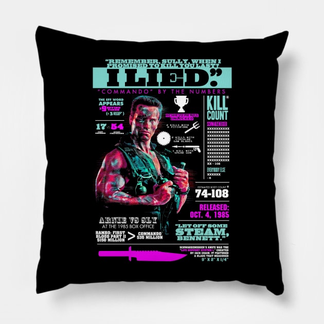 Commando 1985 infographic Pillow by UnlovelyFrankenstein