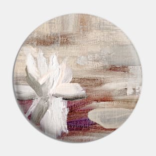 Abstract Oil Painting Waterlily Beige White Pin