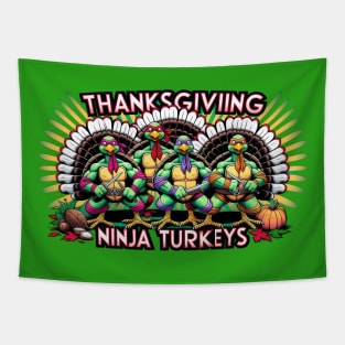 Thanksgiving Ninja Turkeys Tapestry