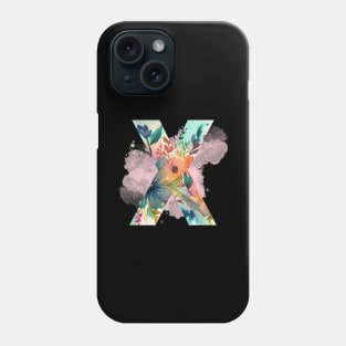 Watercolor Floral ‘X’ , Monogram , Alphabet Phone Case