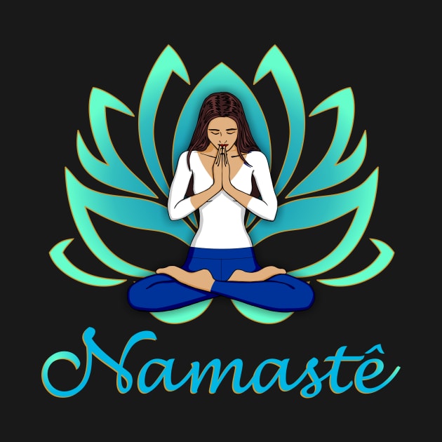 Woman with lotus Namaste by MandalaSoul