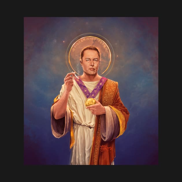 Saint Elon of Musk - Elon Musk Original Religious Painting T-Shirt by vincentcarrozza