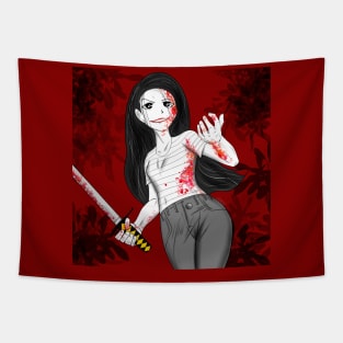 kill lady ecopop with sword fighting Tapestry