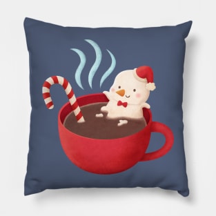 Cute Melting Snowman in Hot Chocolate Pillow