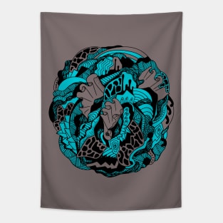 Blue Grey Abstract Wave of Thoughts No 1 Tapestry