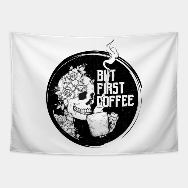 But First Coffee Tapestry by Jess Adams