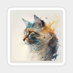 Abstract Cat Paint Magnet