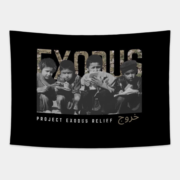 Exodus camo Afghan children (back design, dark background) Tapestry by Pro Exodus Relief 