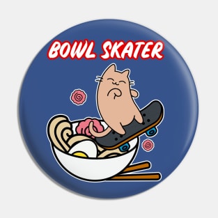 Ramen Bowl Skater Cat Skateboarding Bowl Pin