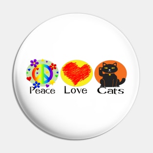 Peace, Love. Cats Pin