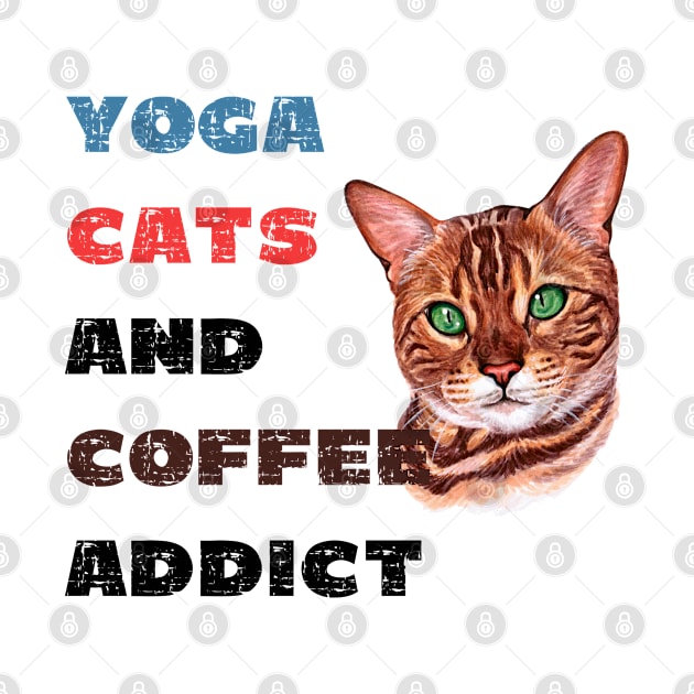 Yoga cats and coffee addict funny quote for yogi by Red Yoga