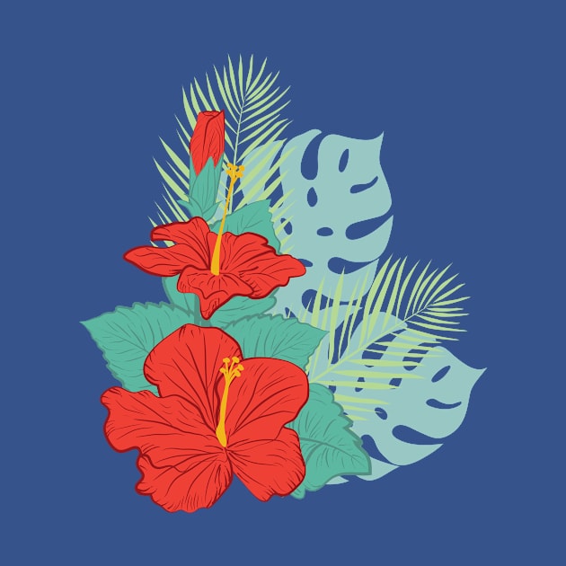 Hibiscus and Palms by SWON Design