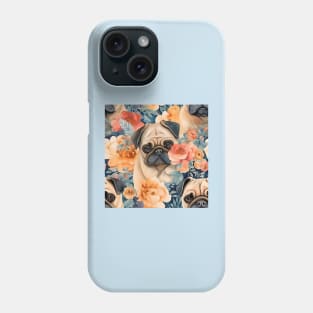 Fawn Pugs in Flowers All Over Tote Bag Phone Case