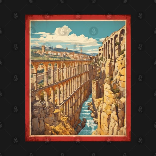 Aqueduct of Segovia Spain Travel Tourism Retro Vintage by TravelersGems