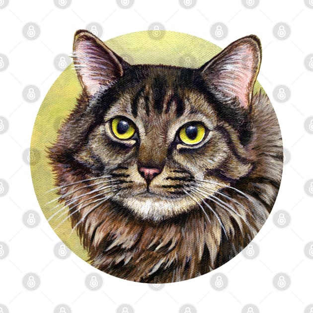 Cute Brown Tabby Cat by rebeccawangart