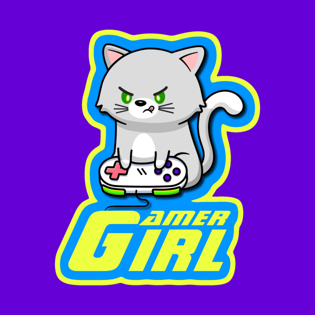 Gamer Girl Cat by AlondraHanley