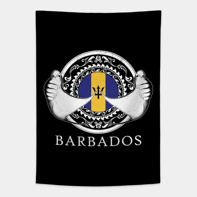 Manta Ray Flag of Barbados Tapestry by NicGrayTees