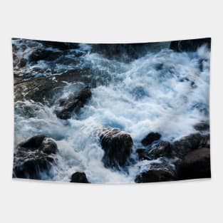 A breaking surge of sea water over rocks, Isle of Skye, Scotland Tapestry