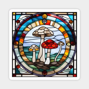 Mushroom Specimens Stained Glass Magnet