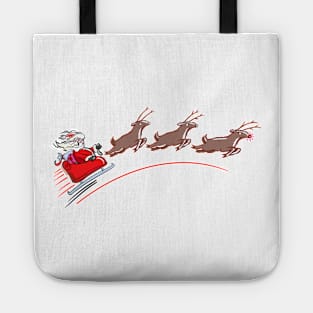 Santa Speeding across the skies Tote