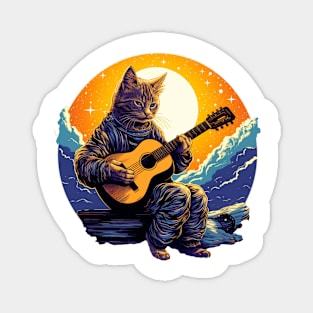 Cat Playing Guitar Funny Cat With Guitar Cute Cat Guitar Magnet