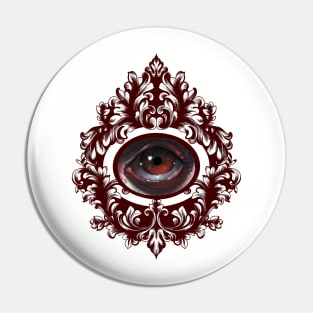 Pop Surrealism Baroque Eye Study Red Frame Pin