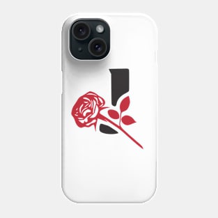 Letter J monogram with a red rose. Phone Case