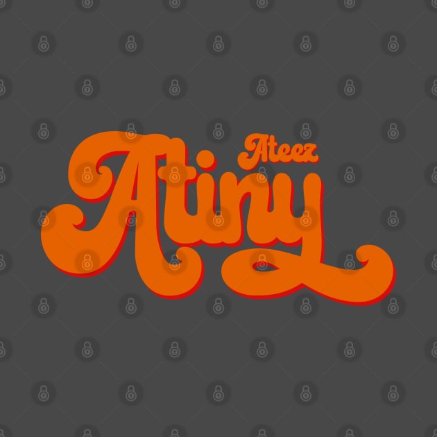 Ateez Atiny swirl orange typography by Oricca