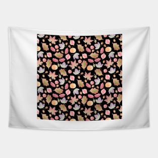 Watercolor Fall Leaves | Pattern | Dark Background Tapestry