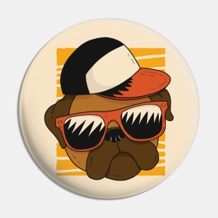 Cool Pug with Sunglasses and Cap Pin