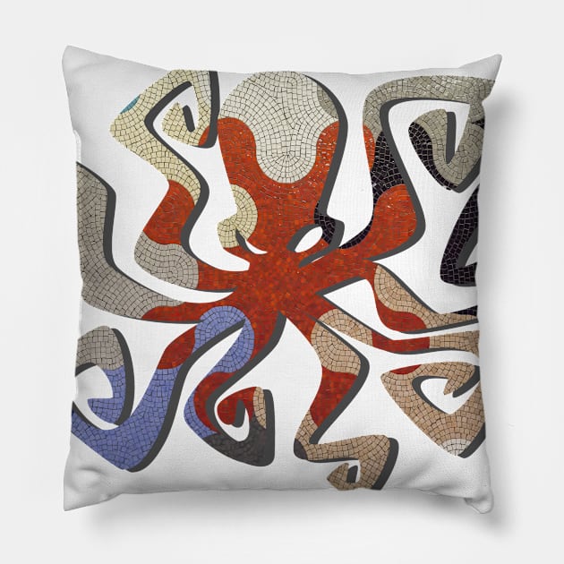 Octopus Mosaic Pillow by Modern Art