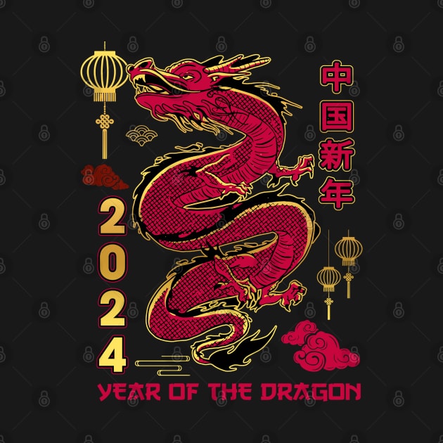 Chinese Year of Dragon 2024 Happy New Year Christmas 2024 by Gendon Design