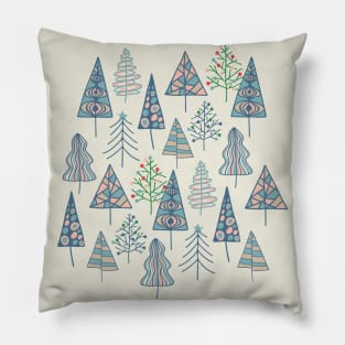 CHRISTMAS TREES Doodle Xmas Winter Hygge Holidays - UnBlink Studio by Jackie Tahara Pillow