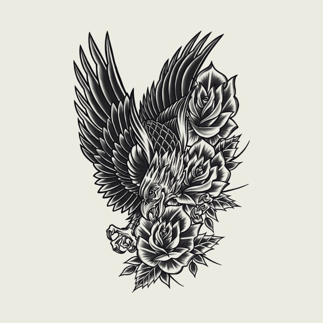 'Eagle and Roses by 341tattoos