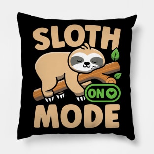 Cute Sloth Mode On Funny Lazy Sloth Sleeping Sloth Lover Pillow