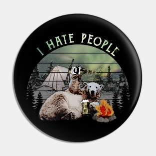 I Love Camping I Hate People Funny Vintage Aurora T-Shirt Pin