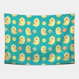 Cute Chicks & Flowers Pattern Tapestry