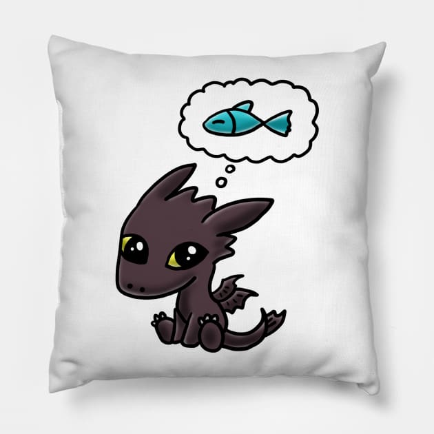 Toothless Wants Fish Pillow by mayying