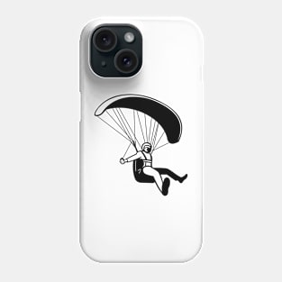 Pilot Flying Paraglider Paragliding Mascot Black and White Retro Phone Case