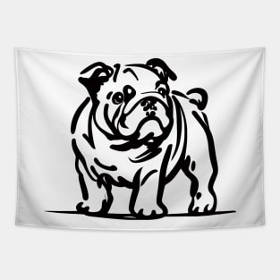 This is a simple black ink drawing of a bulldog Tapestry