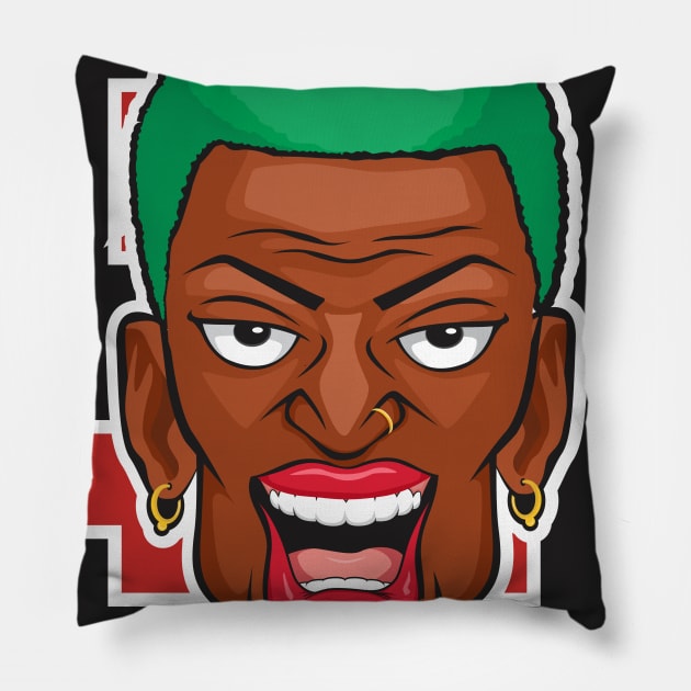 Dennis Rodman 91 Pillow by Diskarteh