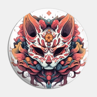 Kitsune Spirit Mask Pin