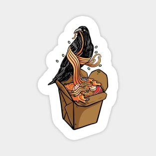 Amazing crow eating delicious ramen box Magnet