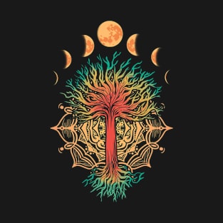 Tree Moon Phases Mandala T-Shirt