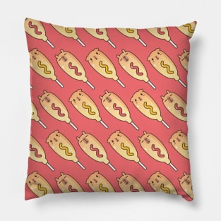 Guinea Pig and Capybara Corndogs Pattern in Red Pillow